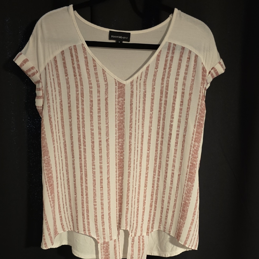 Women's Striped Blouse - Cream and Pink